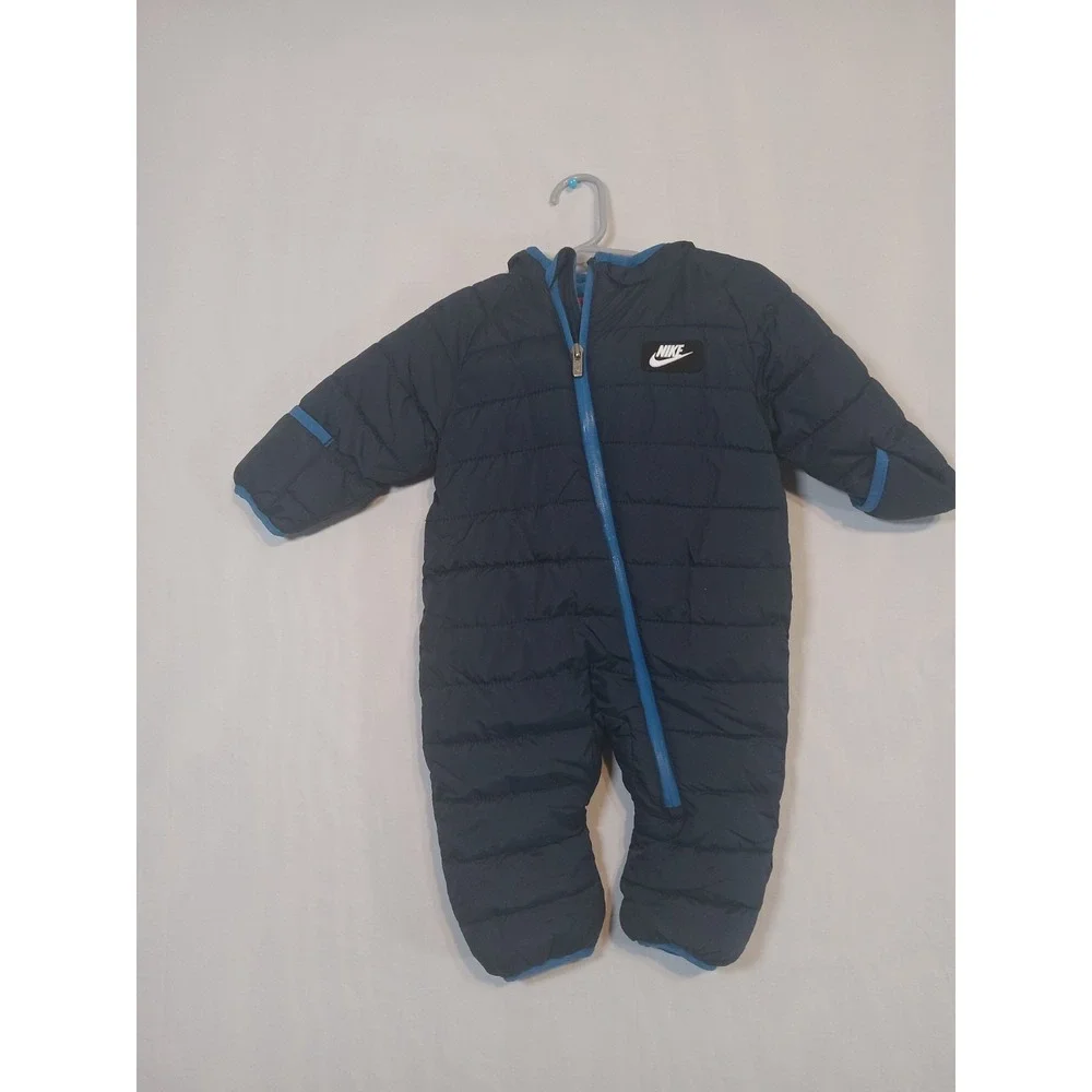Nike Swoosh Infant Size 6-9‎ Months Navy Blue Quilted Puffer Snow Suit
